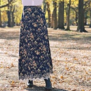 Floral Lace A-Line Maxi Skirt NWT